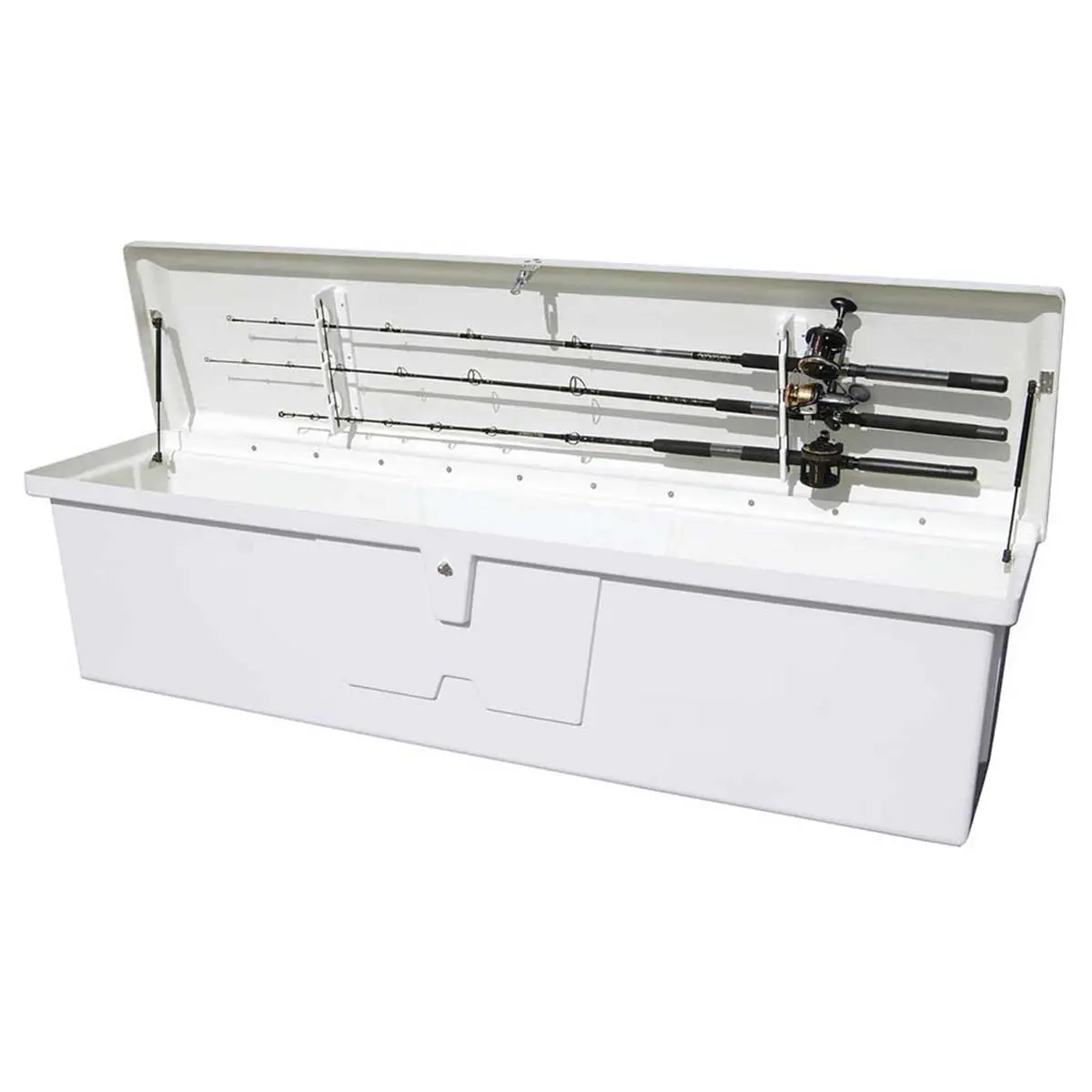 212 MAIN Taylor Made Stow N-Fisherman S-Go Extra Large Fiberglass Dock Box - 95 X 24 X 22 In., 100 lbs Capacity Dock Storage Tool Organizer with Fishing Rod Holders