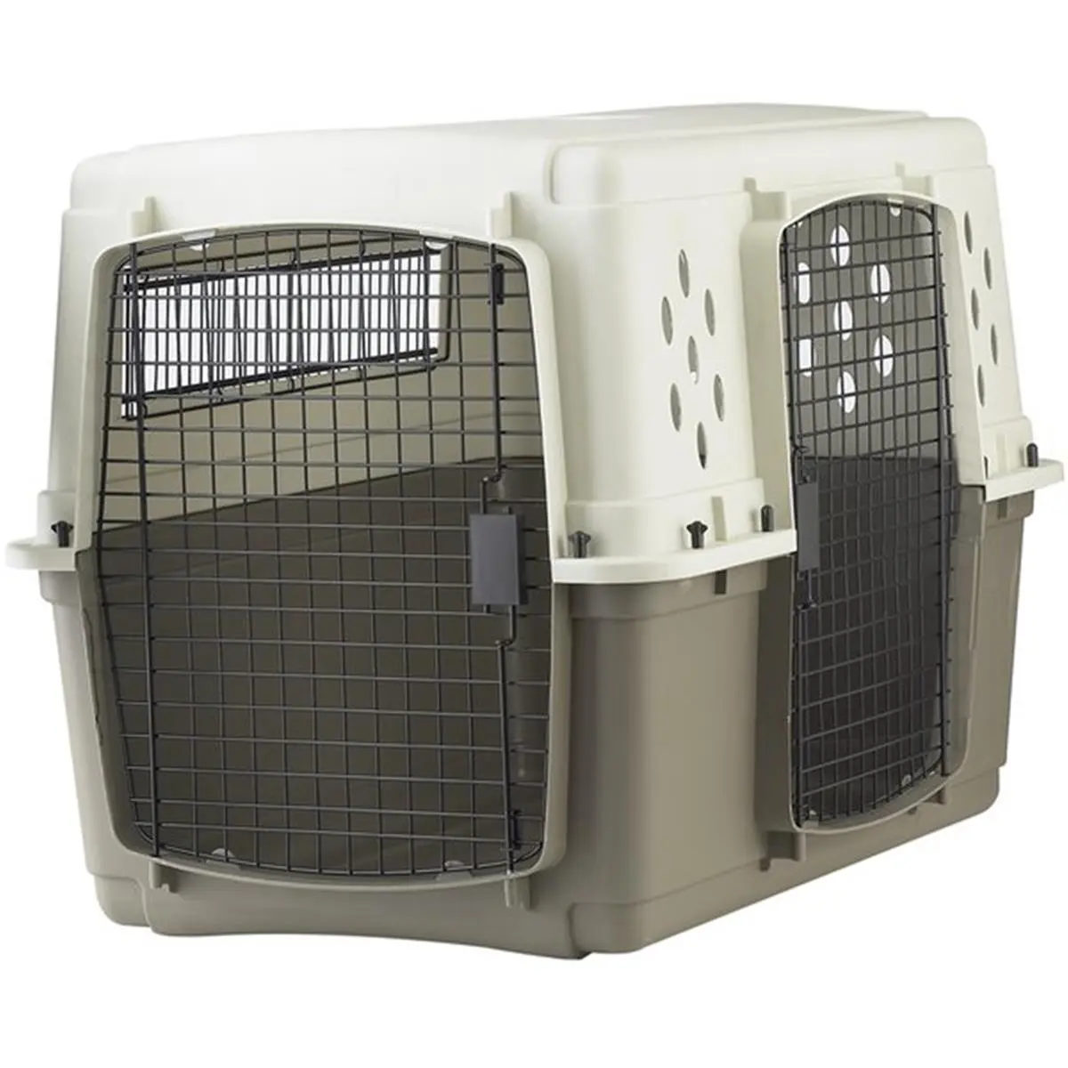 212 MAIN Large Plastic Dog & Cat Crate - 26x24x37 in., Double Doors, Rear Vented Pet Enclosure Carrier