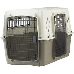 212 MAIN Large Plastic Dog & Cat Cage - 26x24x37 in., Double Doors, Rear Vented Pet Crate, Carrier, Enclosure