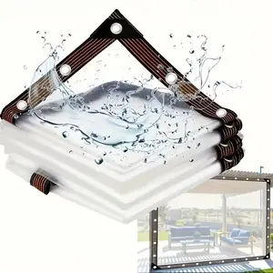 2-Pack Heavy-Duty Clear Waterproof Tarp | Reinforced Metal Grommets | UV & Mildew Resistant PE | for Terrace, Chicken Coop, Porch, Plant Sunshade & Camping Rainproof Tent