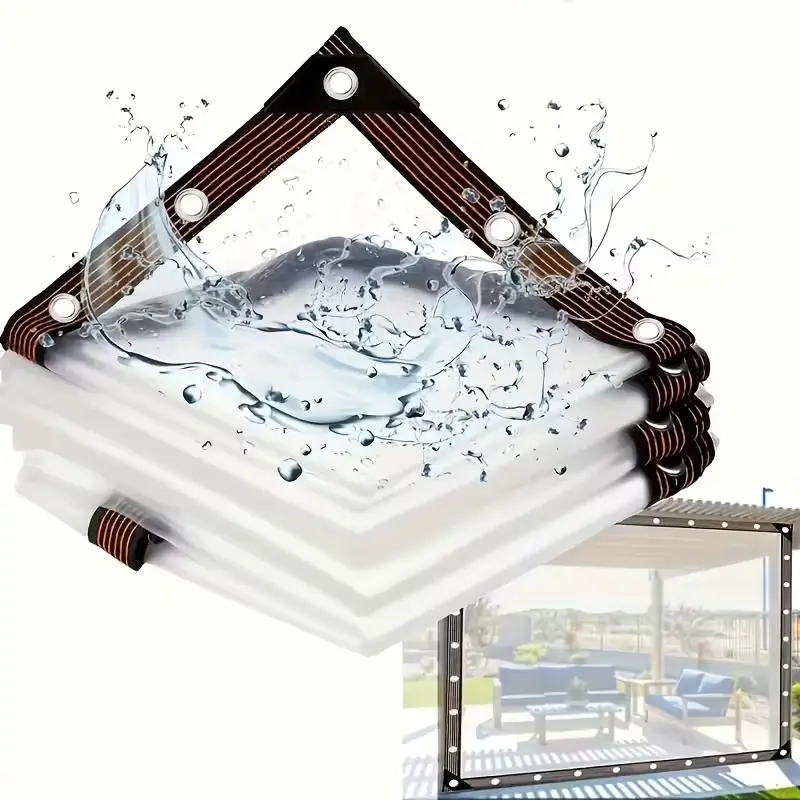 2-Pack Heavy-Duty Clear Waterproof Tarp | Reinforced Metal Grommets | UV & Mildew Resistant PE | for Terrace, Chicken Coop, Porch, Plant Sunshade & Camping Rainproof Tent