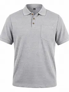 Men's Summer Waffle Knit Textured Polo Shirt, Button-Down Collar, Breathable Quick-Dry Short Sleeve T-Shirt, Casual Pocket Design, Comfortable Fit
