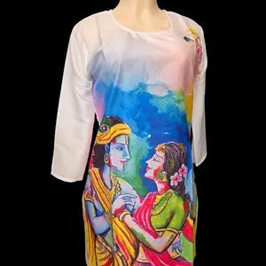 silk holi kurti  the color is white Womenswear Dress the size M to 5XL