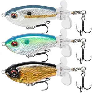 PoPobait Plopper with BKK Hooks, Top Water Fishing Lures for Bass Walleye Pike Catfish Musky Perch, Floating Lure for Freshwater or Saltwater, Amazing Teasers Fishing Gifts for Family Fishing