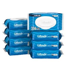 8 Flip-Top Packs 42 Wipes Per Pack Fresh Feel Flushable Wet Wipes, Adult Wet Wipes Disposable
