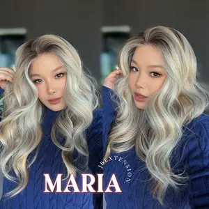 JBEXTENSION 20 Inches Silver Sand Blonde Curly 13X6 Lace Free Part Frontlace Glueless Wig MARIA