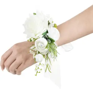 2pcs Prom Wrist/Shoulder Corsage Artificial Flower, Girl/Mother Homecoming/Wedding Corsage Wristlet Decoration, etc.White Lily Valley