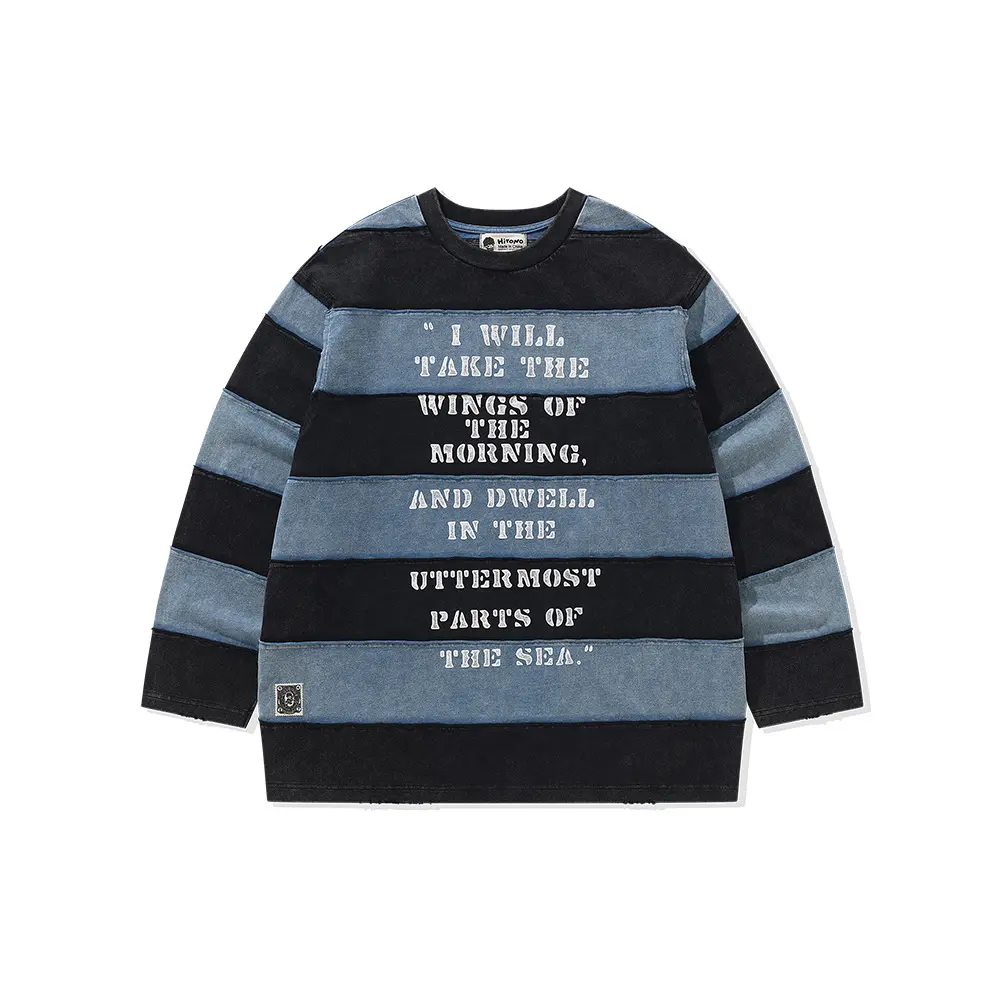 POP MART Hirono Living Wild – Freedom Island Wanderer Patchwork Striped Long-Sleeve T-Shirt clothes