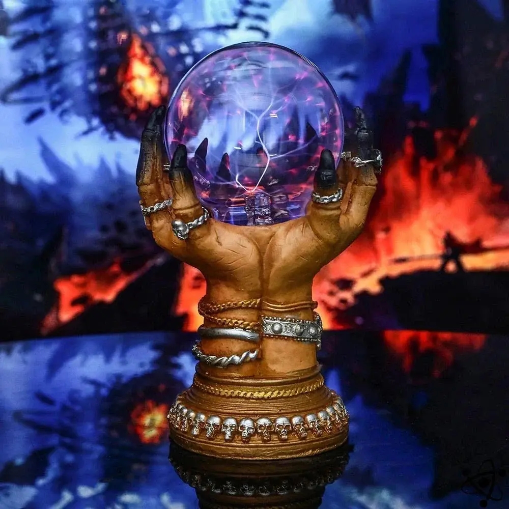 Gothic Handheld Plasma Crystal Ball Light, Decorative Atmosphere Lamp, Lightning Effect, Touch Activated Mystery Sphere, Witch Theme Decor, Halloween Table Accent, Home Decor Light