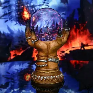Gothic Handheld Plasma Crystal Ball Light, Lightning Effect, Touch Activated Mystery Sphere, Witch Theme Decor, Halloween Table Accent