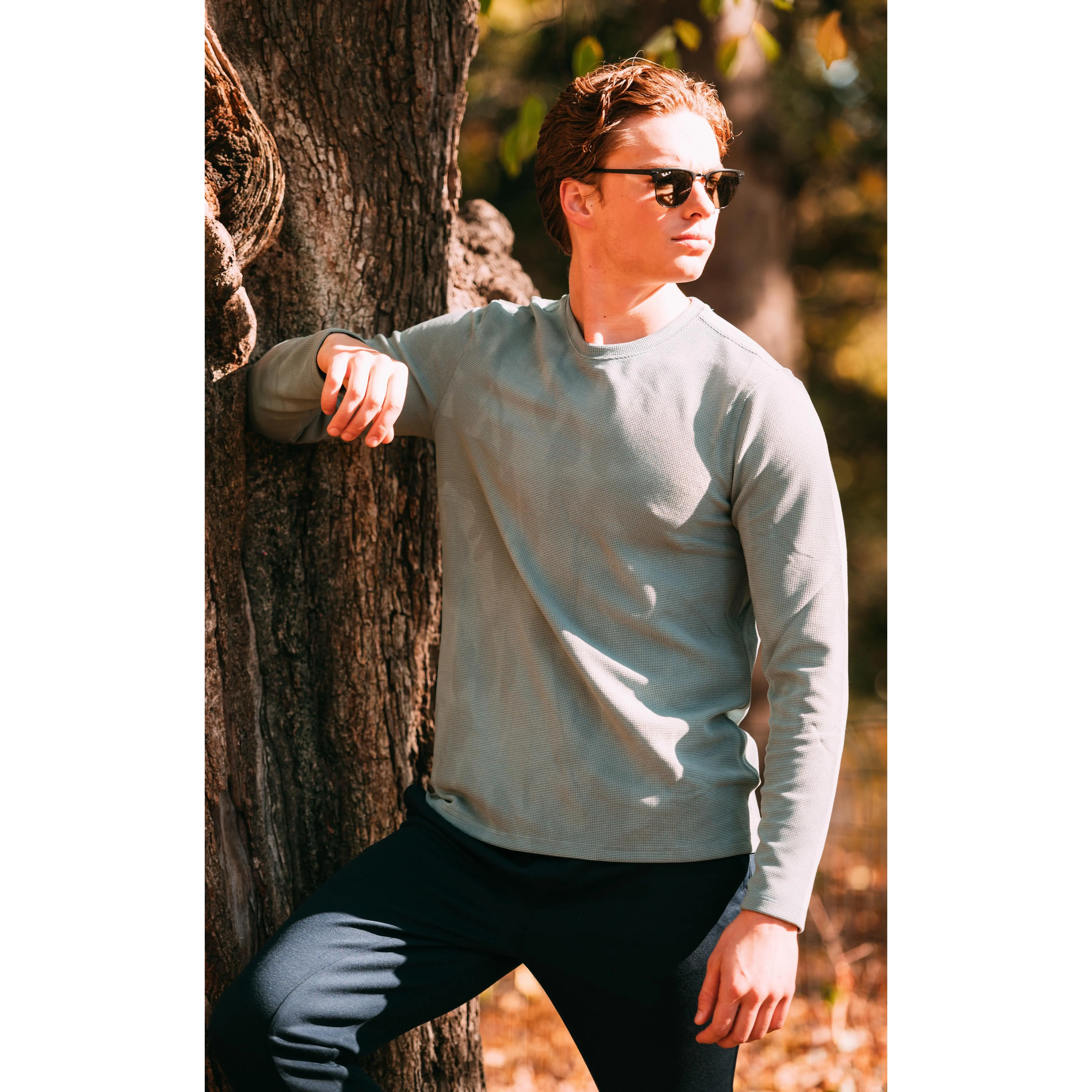 Mens Supreme Hyperlite Waffle Long Sleeve Crew Neck Shirt Casual Activewear