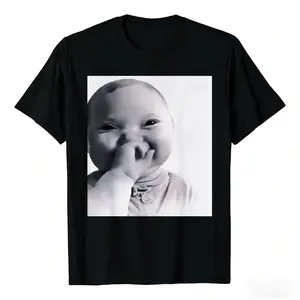 👶[Graphic T-Shirt] [Funny T-Shirt]100% Premium Cotton Funny AI Baby Meme Graphic T-Shirt – Laughing Baby Brainrot Viral Meme Tee, Unisex Casual Short Sleeve Crewneck, Soft Breathable Streetwear Top, Trendy Graphic Shirt Gift for Meme Lovers Everyday Wear