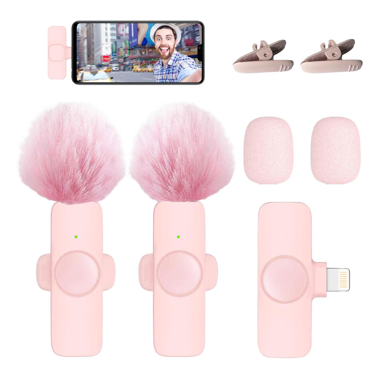Wireless Lavalier Microphone for iPhone/Smartphone, 2 Mini Lapel Microphones with Clearer Audio for Video Recording, Int