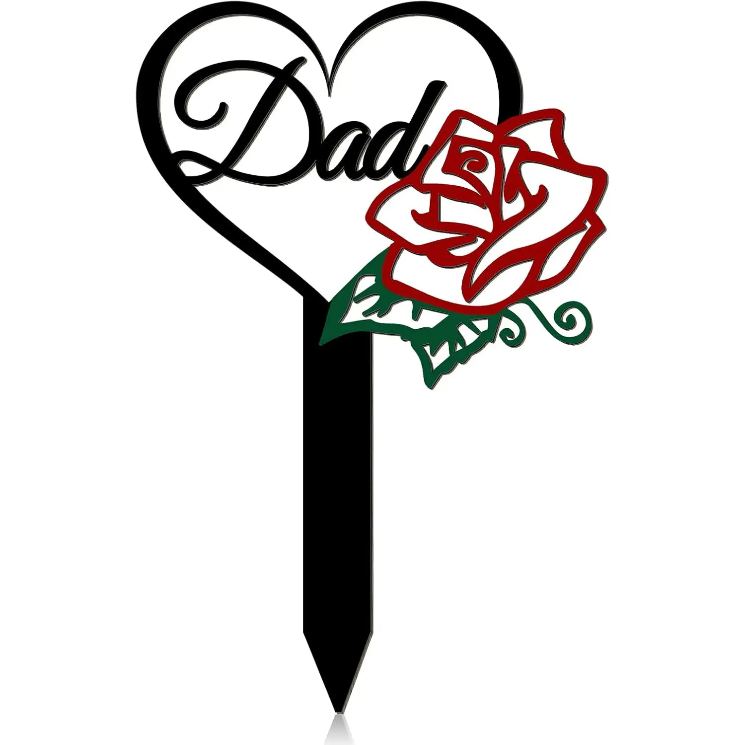 Dad Memorial Grave Markers Metal Heart Memorial Plaque Stake Father's Day Sympathy Grave Plaque Cemetery Decoration for Loved Ones Garden Outdoor Stake for Cemetery Yard