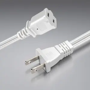 2 Prong White Extension Cord 15+  Indoor Small Extension Cord Outdoor  Thin Long 16 Ft Power Extension Cord AC Male to Female Power Cord for Lamps TV Christmas Light, 18AWG, 1 Pack