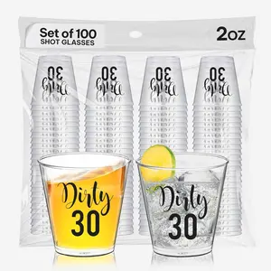 Dirty 30 Birthday Shot Glasses – 100 PCS Disposable Plastic Cups 2oz, 30th Birthday Decorations for Him or Her, 30th Party Favors, Gifts for Women and Men, Dirty Thirty Decorations For Her and Him
