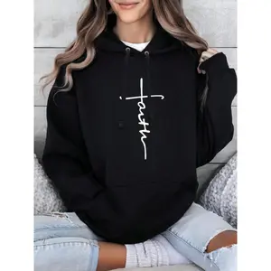 Christian Hoodie, Faith Shirt Faith Graphic Long Sleeve Sweatshirt, Stylish And Comfortable Hoodie, A Double-Layer Hood Hoodie, Lining For Excellent Warmth