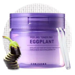 SOMISOME Eggplant Peeling Toner Pads 50 Pads – Korean Exfoliating Toner Pad with Eggplant Extract, Dual Action for Pore Care & Skin Barrier, Gently Smooths Rough & Dull Skin, Removes Dead Skin & Blackheads, Dual-Sided Cotton Pads