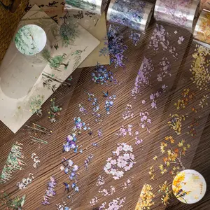 Handmade Craft Tape Roll/bag, Pet Material, Elegant Branch Series, Tree Theme Decorative Sticker for Journals, Scrapbooking, Water Bottles, Multi-Scene Use