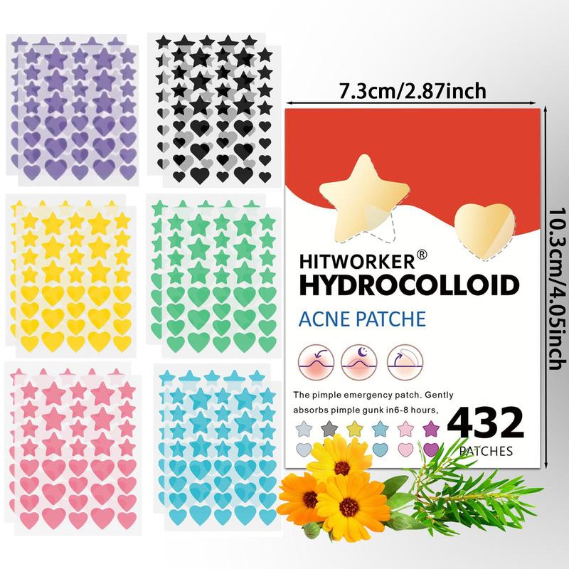 Hydrocolloid Acne Patch, 432pcs/box Pimple Patch Pink Blue Heart Shaped Acne Cover Patch, Facial Skin Care Product for Women & Men, Skincare, Acne Stickers