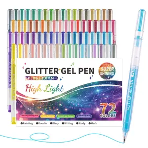 High Gloss Gel Pen Set, 72/54/36/24 Color Fluorescent Pens, Ultra Large Capacity Metal Glitter Gel Pen, Glitter Markers, Ideal for Artists & Beginners