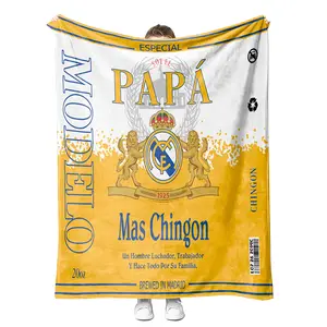 Papa Letter Print Soft Blanket, Casual Soft Throw Blanket, Air-conditioned Room Blanket, Warm Nap Blanket for Home Office Travel Camping，Father's Day Gift