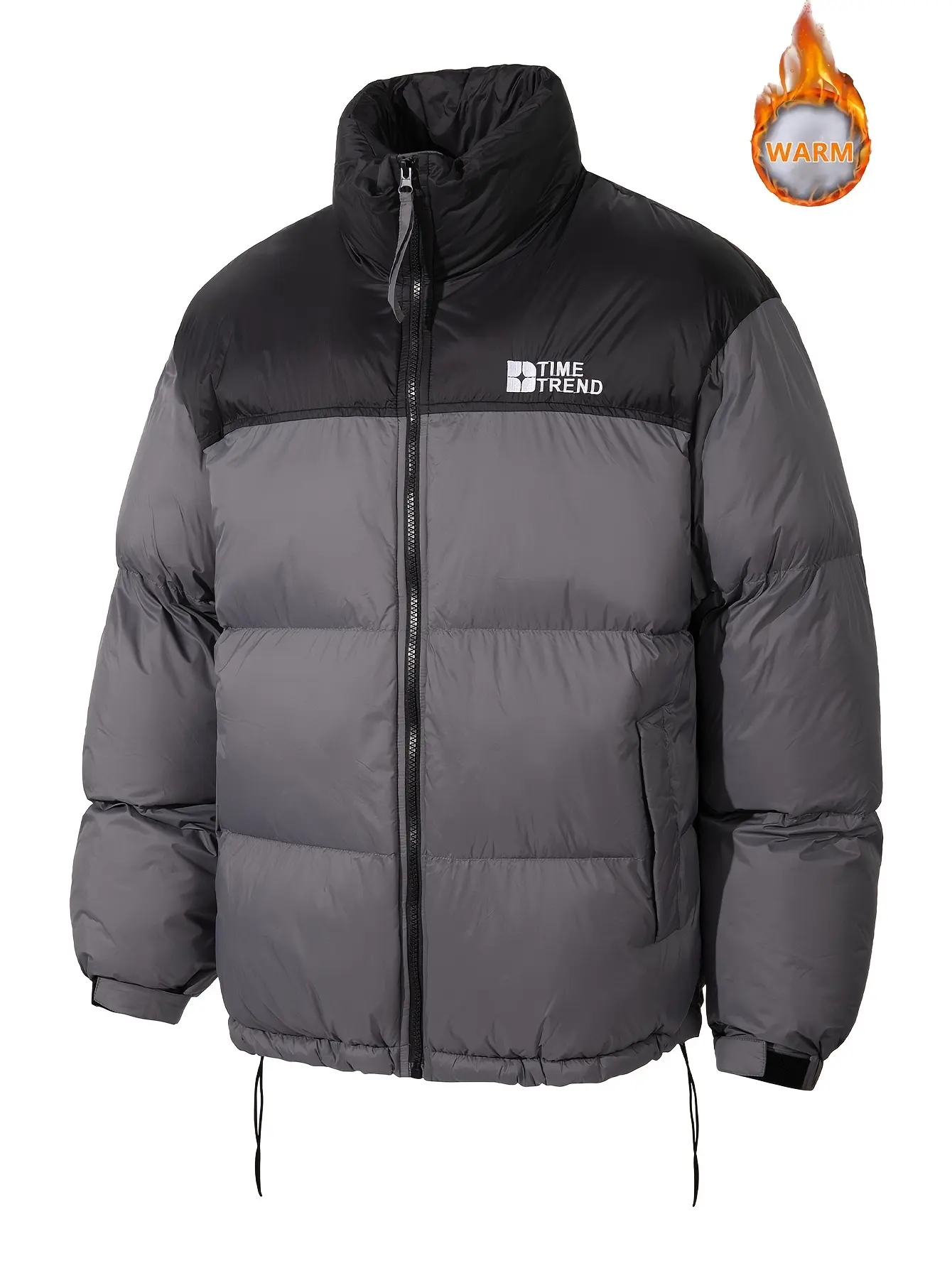 A must-have cotton jacket for men in winter! Contrast color stand collar, windproof and warm, perfect for outdoor leisure puffer jacket, men jackets for winter