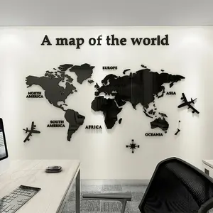 Acrylic European Map Wall Sticker, Wall Decal, Easy Installation, Removable, Geometric Pattern, Decorative for Office, Living Room, Bedroom, Hallway, Restaurant