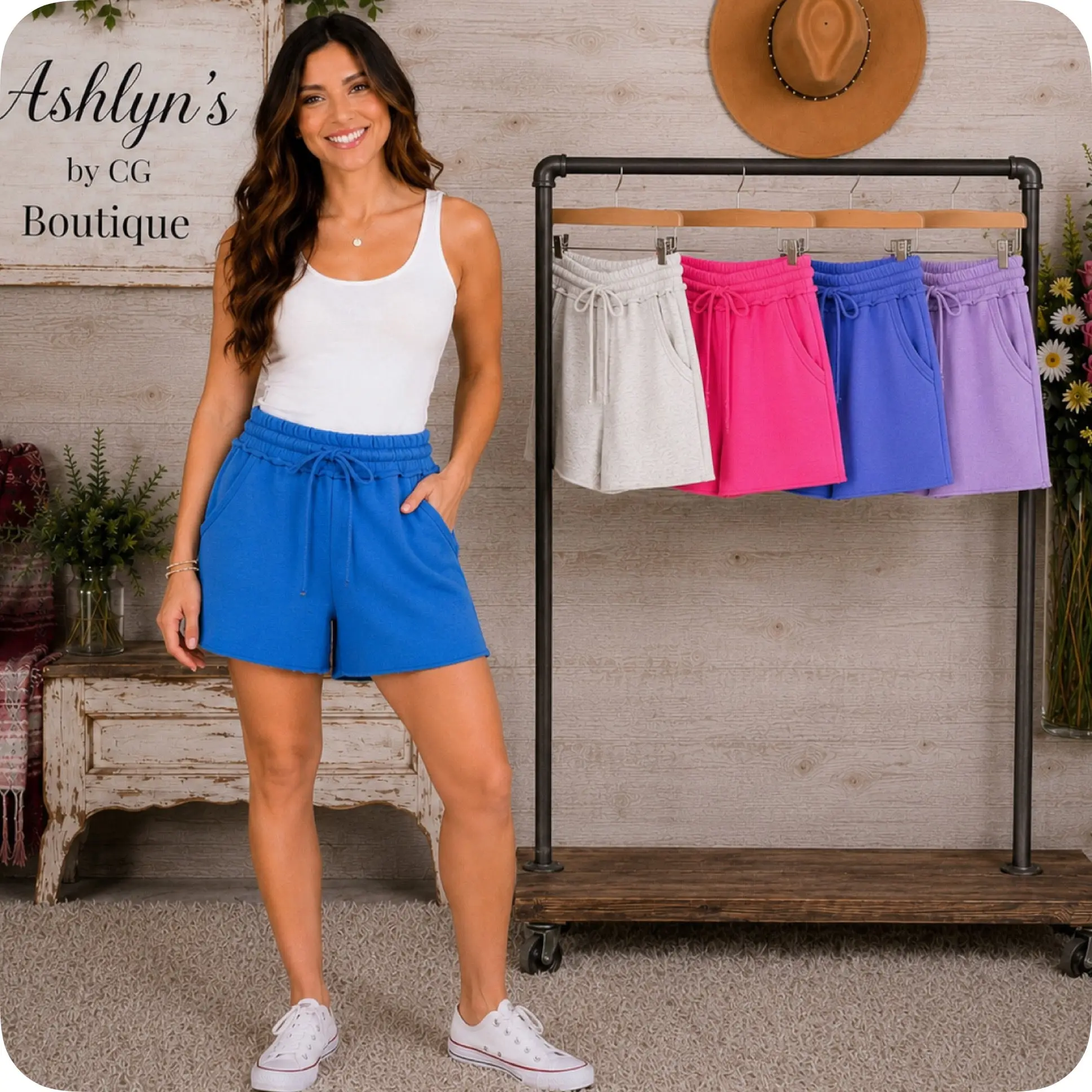 Zenana Fleece Raw Hem Shorts-Lounge Shorts
