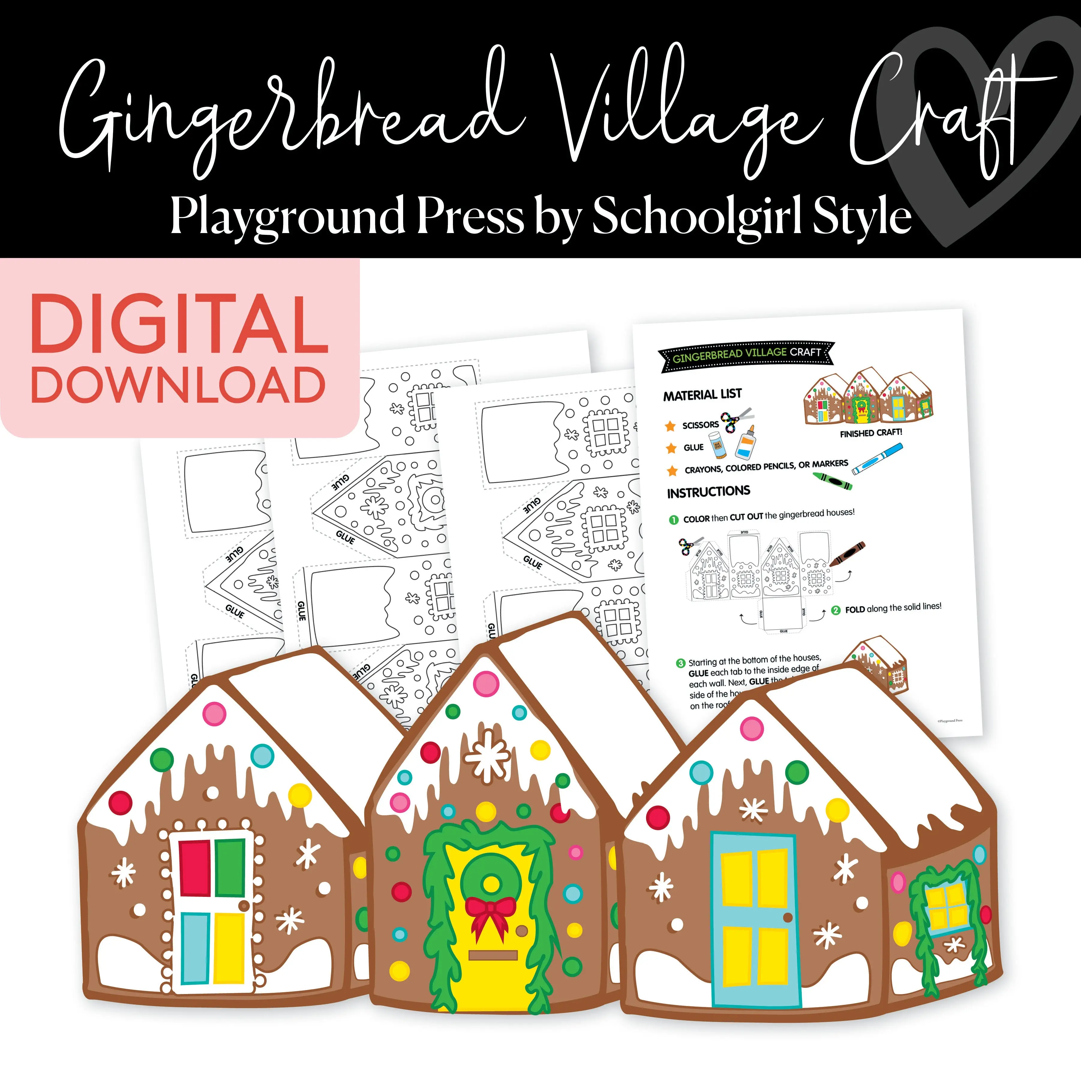Gingerbread Village No Prep Winter Craft