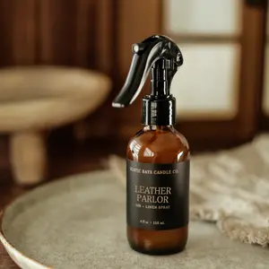 Leather Parlor Room Spray - Labdanum Tabac Linen Mist - Air Freshener - 4 oz Glass Bottle