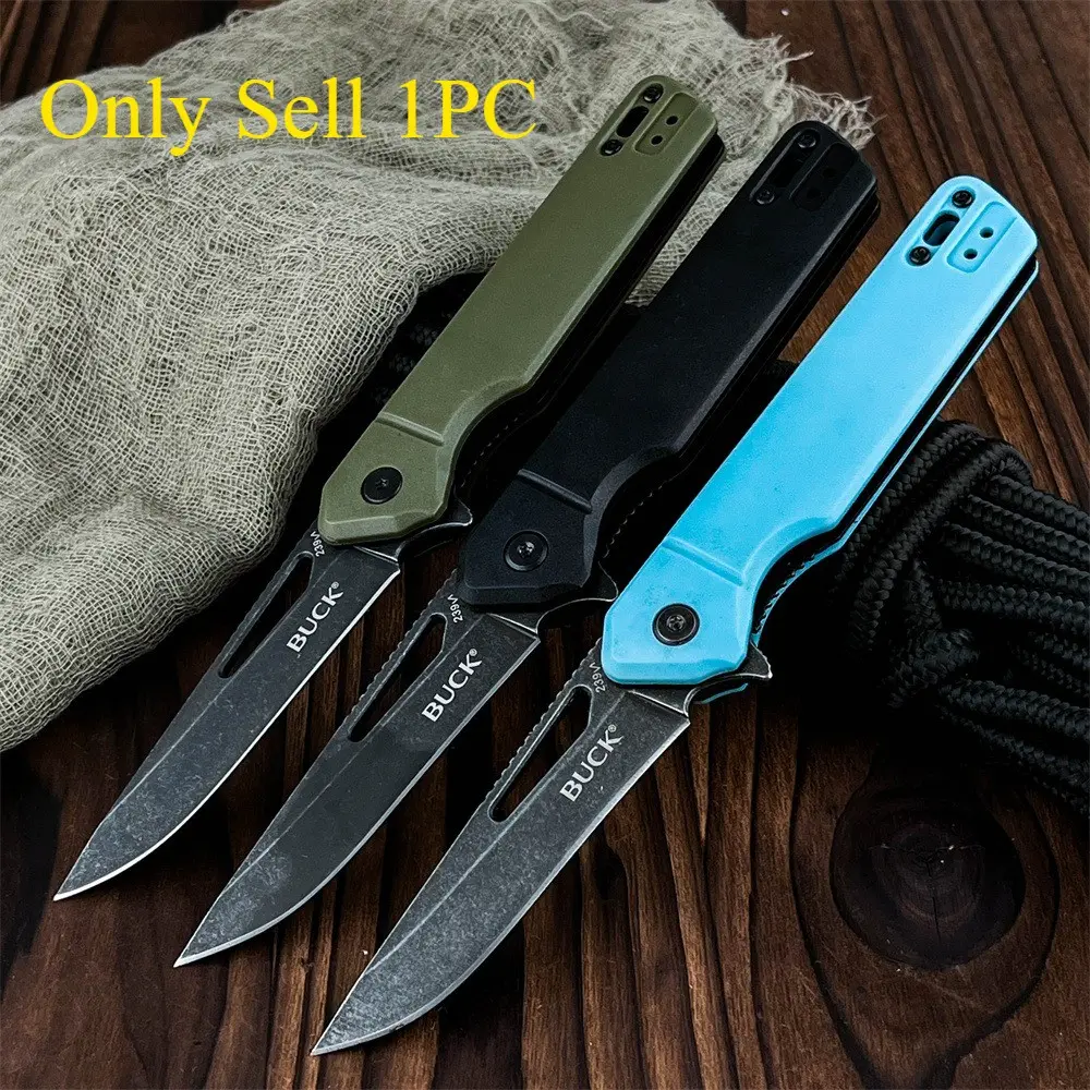 Three folding knives in different colors, featuring 5Cr13MoV steel blades and nylon fiber handles, are ideal for various outdoor scenarios, practical tools for camping, fishing, and hiking, Survival Equipment, Tactical Knives, Survival Gear