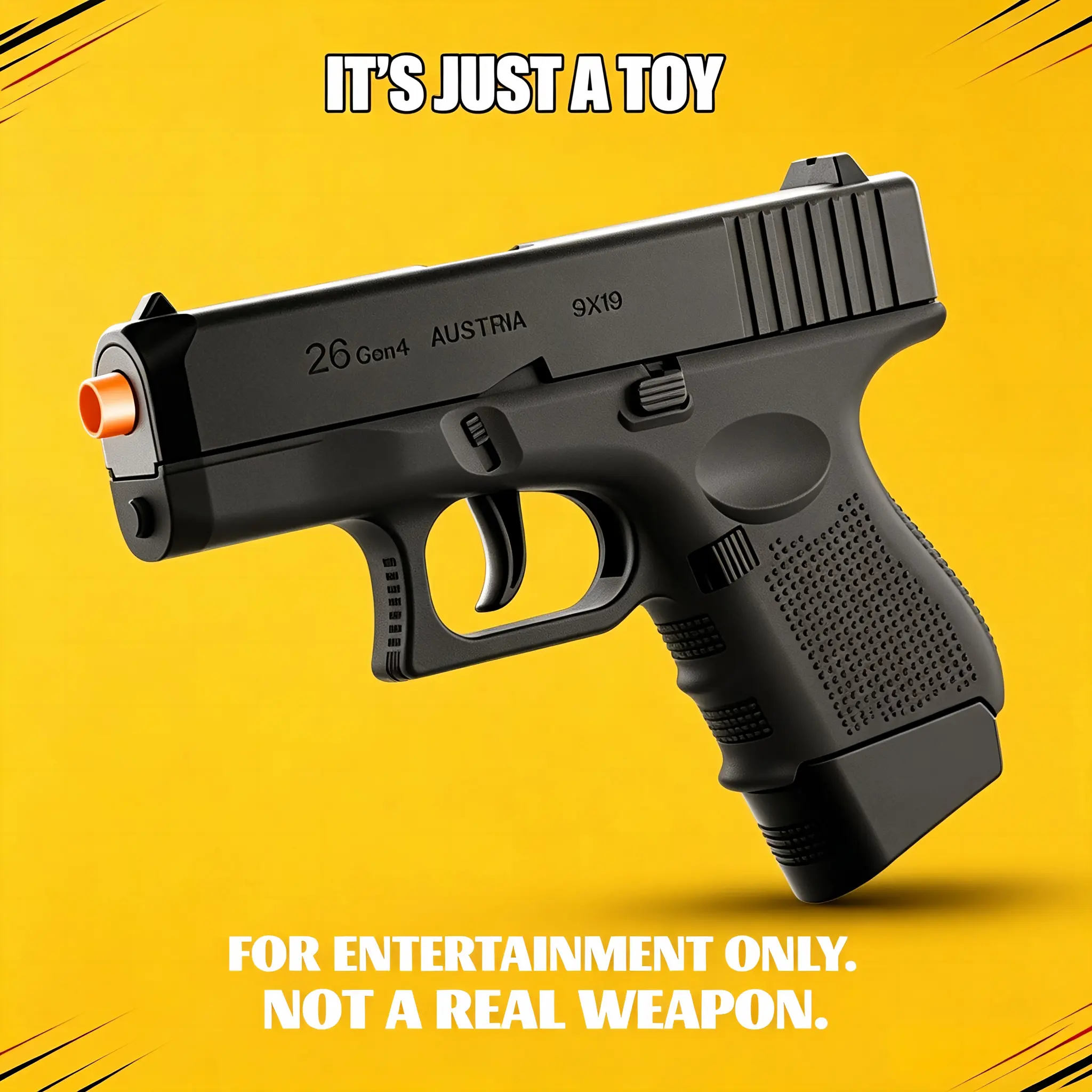 Upgraded G26 Shell-Eject Mechanical Blaster with Auto Shoot - Manual Dummy Plastic Shell Soft Bullet Collectible Play Model, Safe Orange Tip, Outdoor Fun Backyard Recreational Gift for Teens Age 14+