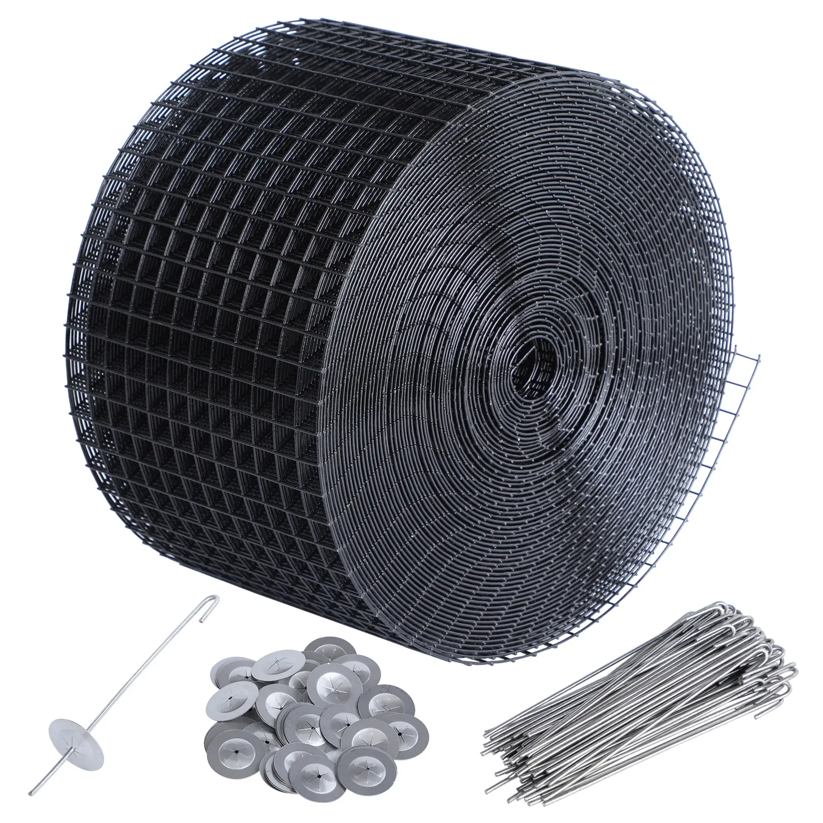 Solar Panel Bird Protection Fence Barrier Net Kit, 6in x 100 ft PVC Coated Mesh Roll with 60pcs Stainless Steel Fasteners & Ties for Easy Installation, Pigeon & Squirrel Deterrent Critter Guard
