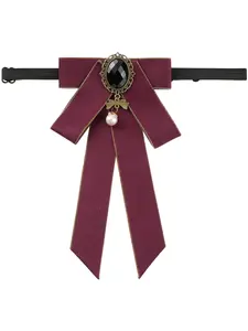 INSPIRE CHIC Women's Ribbon Brooch Pre-tied Bowknot Pin Collar Bow Ties with Chic Rhinestone
