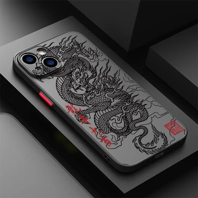 Suitable for iPhone16 15 14 13 12 11PRO MAX PLUS fashion dragon theme mobile phone case, made of durable silicone design with matte surface Protector Screen pattern Scratch Resistant Marine Life iphone pro
