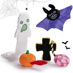Nocciola 5 PCS Multi-Sensory Spooky Dog Toy Set | Halloween Giggle, Christmas gift,Squeaky & Crinkle Plush Toys, Small to Large Dogs