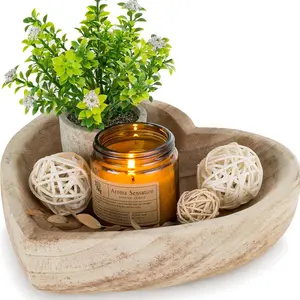 Decorative Bowls for Entryway Decor: Small Heart Shaped  Key Bowl for Coffee Table Decor - Neutral Prayer Bowls for  Kitchen Living Room, 7.8"