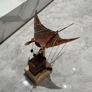 Desktop Ornaments Flying Manta Ray Handmade Wooden Home Birthday Gift Solid Wood Creative Smart Toy