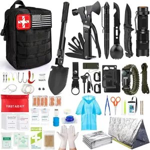 Survival Kit, 294 Pcs Survival Gear First Aid Kit with Molle System Compatible Bag and Emergency Tent, Emergency Kit for Earthquake, Outdoor Adventure, Hiking, Hunting, Gifts for Men Women