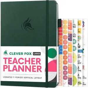 Teacher Planner – School Year Planner with Calendars & Lesson Plans – Teacher Plan Book for Classroom & Homeschool Organization - Undated, 7x10″, Hardcover (Dark Green)