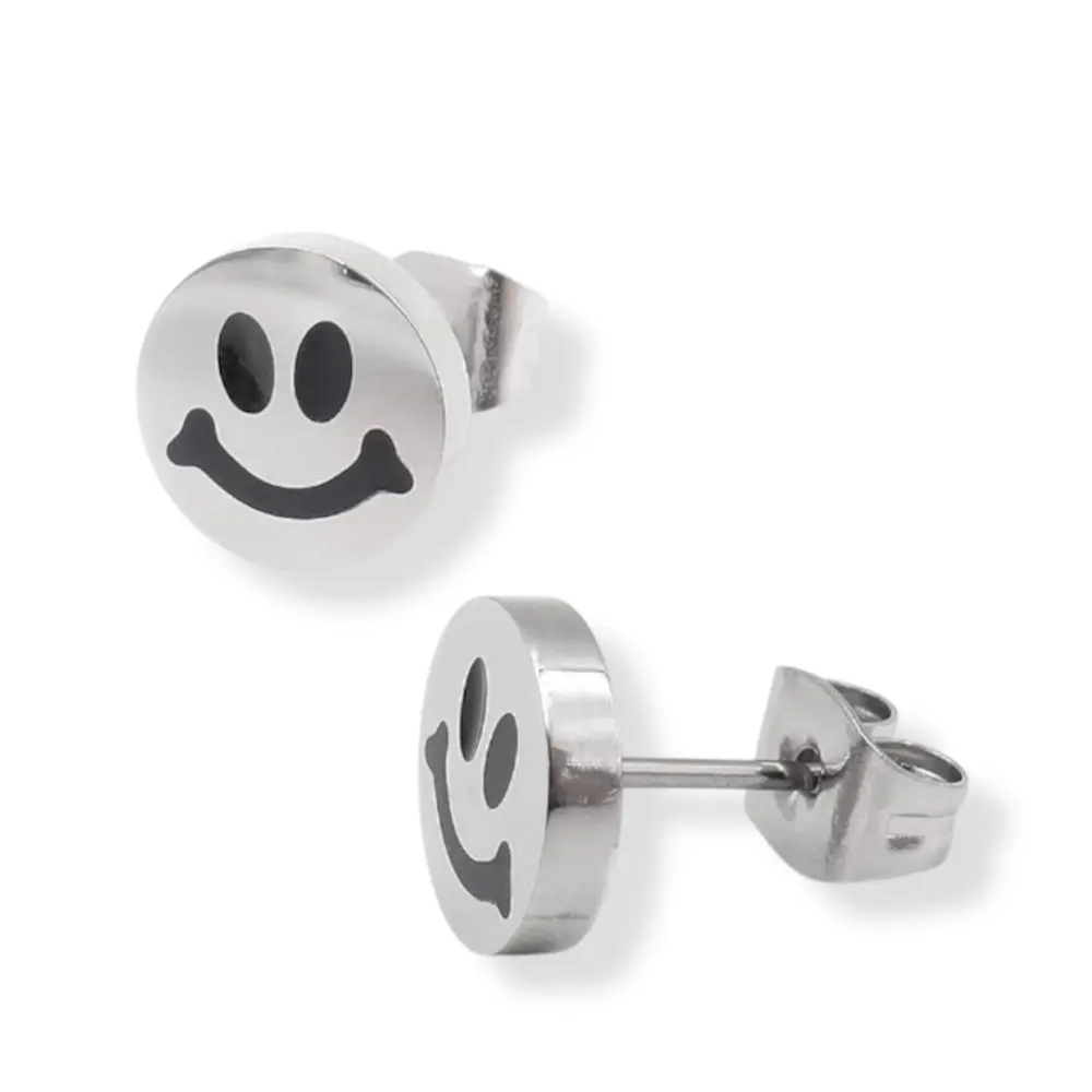 20G 316L Surgical Steel Smiley Face Tops Earrings Studs Cartilage Lobe Piercings Jewelry