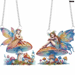 2Pcs 2D/Flat DIY Special Shape Hanging Diamond Art Kits Diamond Painting Set Rhinestone Diamond Art Window Pendants Diamond Art Pendant Window Hanging Art for Home Decor