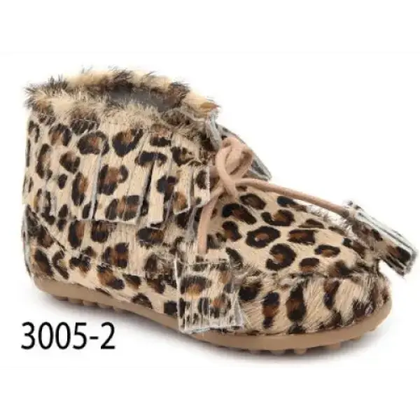 Confetti Leopard Print Pony Hair Fringe Bootie