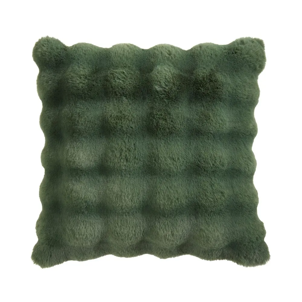 Saro Lifestyle Plush Faux Fur Poly Filled Throw Pillow – Ultra-Soft Textured Accent for Sofa Bed & Cozy Layered Styling 20"x20" Jasper Green