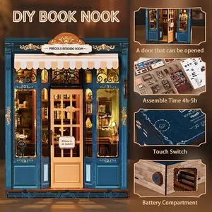 DIY Wicker Reading Room Model House Kit, Handmade Miniature Wooden Building, 3D Puzzle Creative Gift for Ages 14+, Includes English Manual
