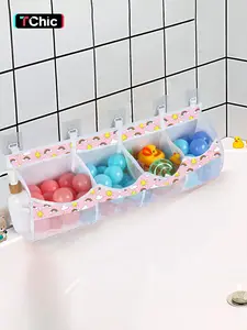 Original 4 Compartment Horizontal Large Openings Bath Toy Organizer for Tub, Capacity Upgrade Bath Toy Storage and Holder, Bathtub Toy Holder for Easy Access and Sorting of Toys, Mesh