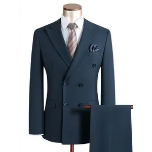 Men's Classic Suit Set, Double-Breasted, Lined, Regular Fit, Polyester Blend