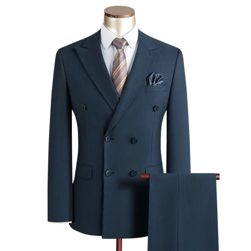Men's Classic Suit Set, Double-Breasted, Lined, Regular Fit, Polyester Blend