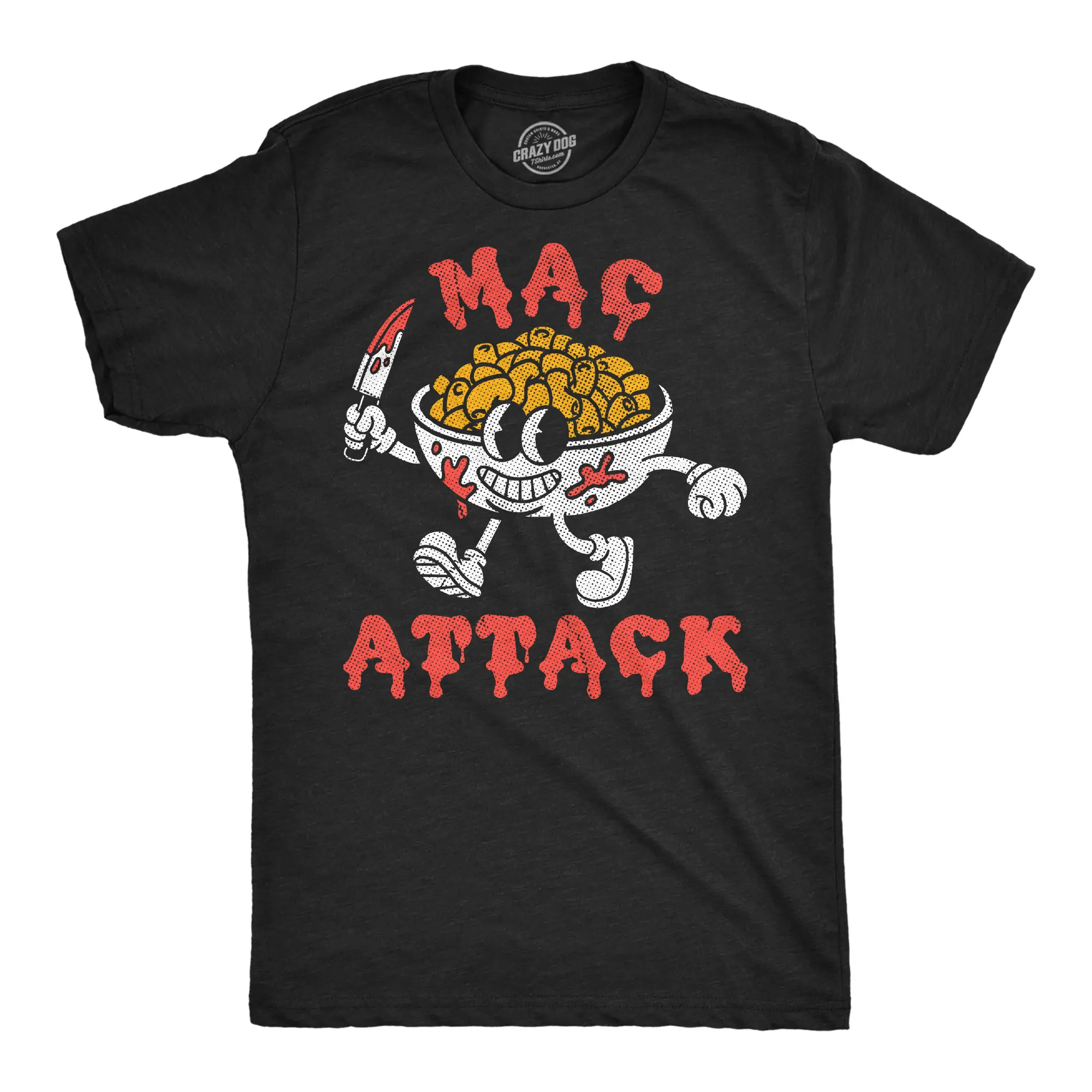 Mens Funny T Shirts Mac Attack Macaroni And Cheese Tee For Men Mens Funny T Shirts Cool Vintage Fashion T-Shirt Gift Classic Menswear Funny Food Short Sleeve Novelty Tees for Guys Black -